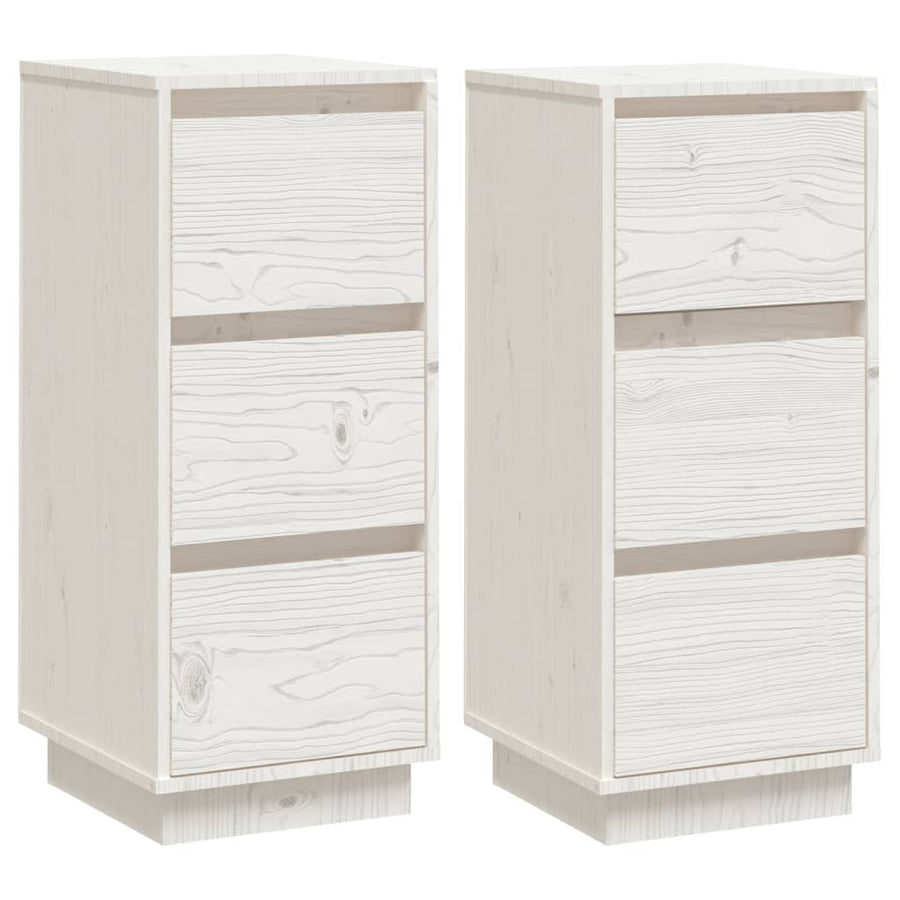 Dressoirs 2 st 32x34x75 cm massief grenenhout wit 2 Wit