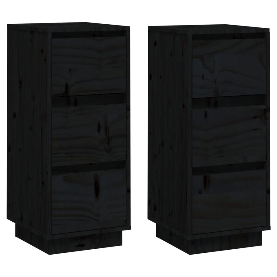 Dressoirs 2 st 32x34x75 cm massief grenenhout zwart 2 Zwart