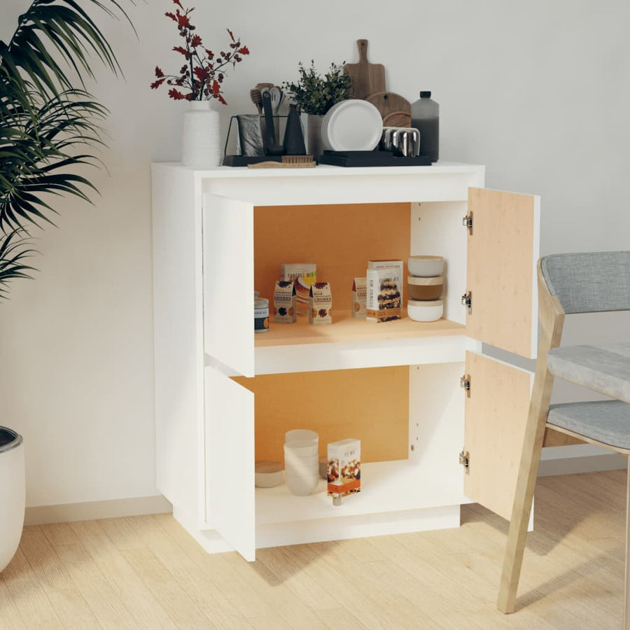 Dressoir 60X34X75 Cm Massief Grenenhout Wit