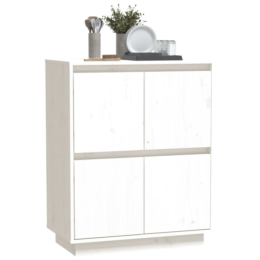 Dressoir 60X34X75 Cm Massief Grenenhout Wit