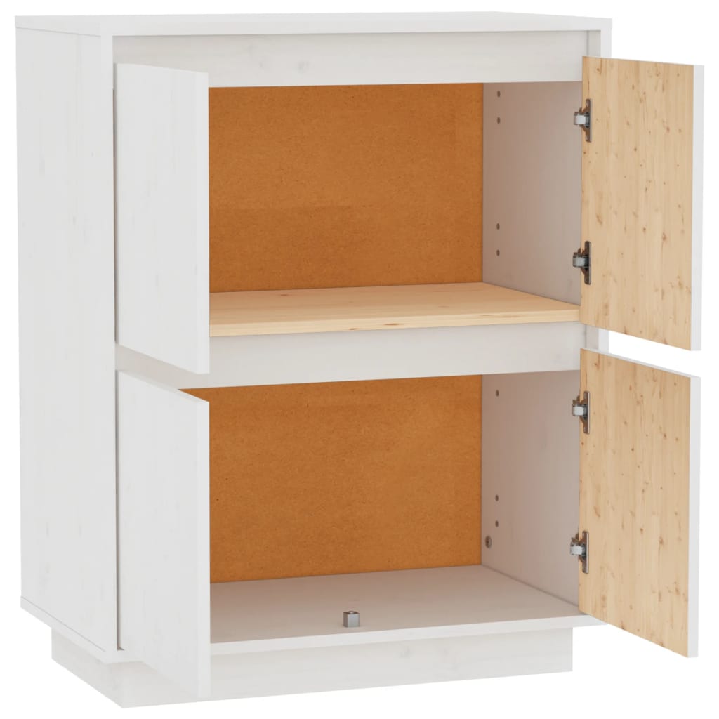 Dressoir 60X34X75 Cm Massief Grenenhout Wit