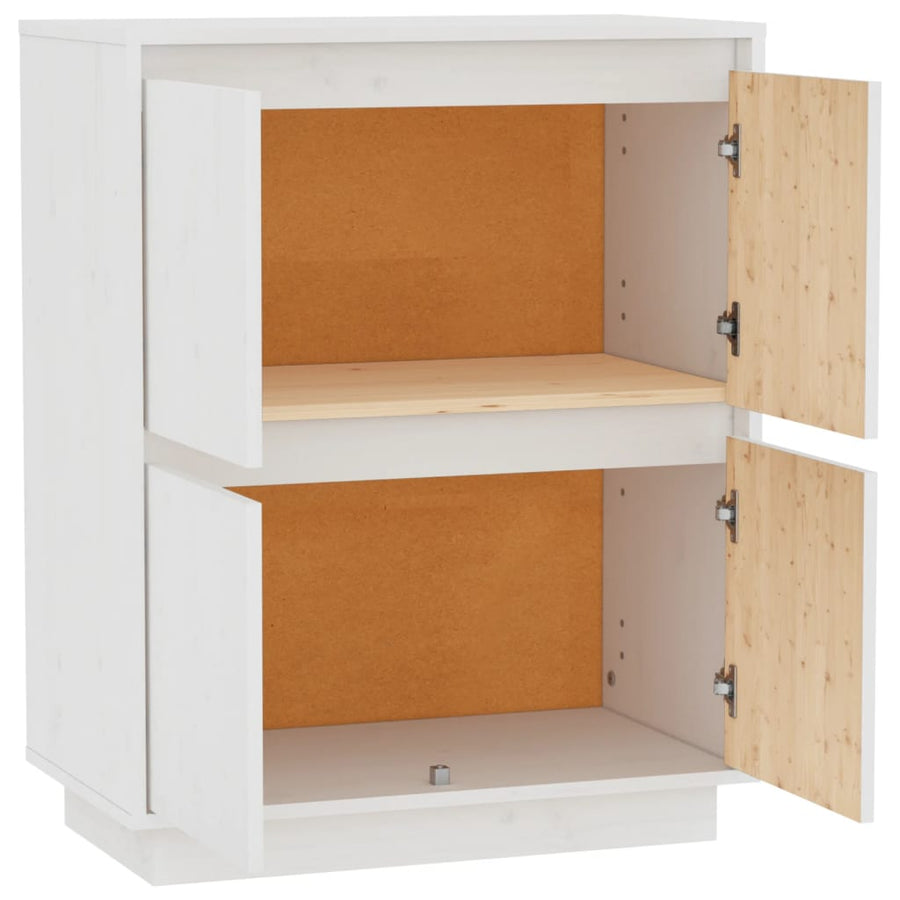 Dressoir 60X34X75 Cm Massief Grenenhout Wit