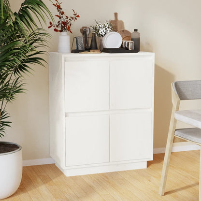 Dressoir 60X34X75 Cm Massief Grenenhout Wit