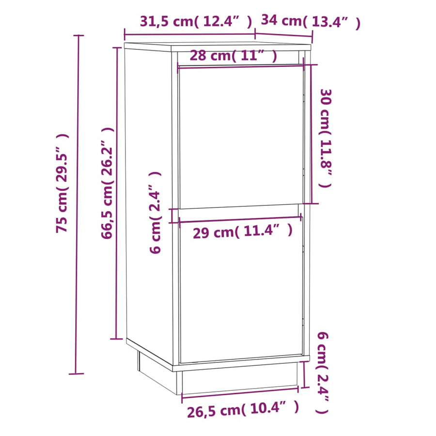Dressoirs 31,5X34X75 Cm Massief Grenenhout 2 Bruin
