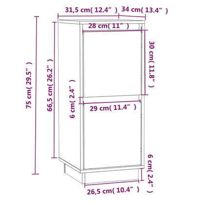 Dressoir 3,5X34X75 Cm Massief Grenenhout 1 Wit