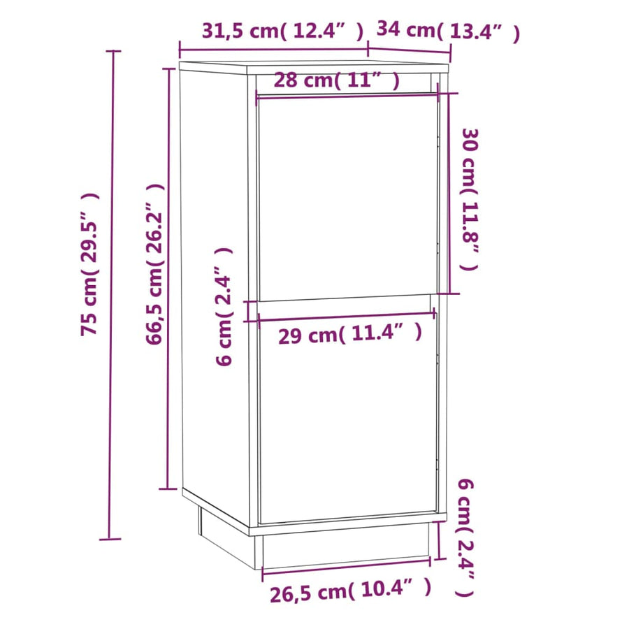 Dressoir 3,5X34X75 Cm Massief Grenenhout 1 Wit