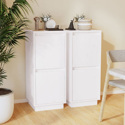 Dressoirs 31,5X34X75 Cm Massief Grenenhout 2 Wit
