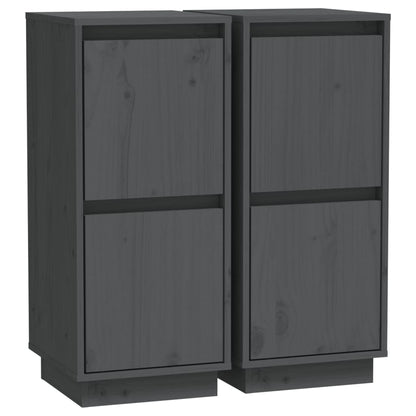 Dressoirs 31,5X34X75 Cm Massief Grenenhout 2 Grijs