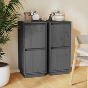 Dressoir 31,5x34x75 cm massief grenenhout grijs 2 stuks