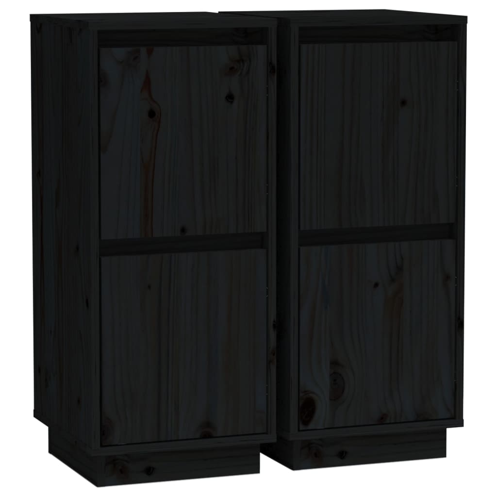 Dressoirs 31,5X34X75 Cm Massief Grenenhout 2 Zwart
