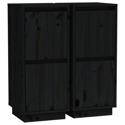 Dressoirs 31,5X34X75 Cm Massief Grenenhout 2 Zwart