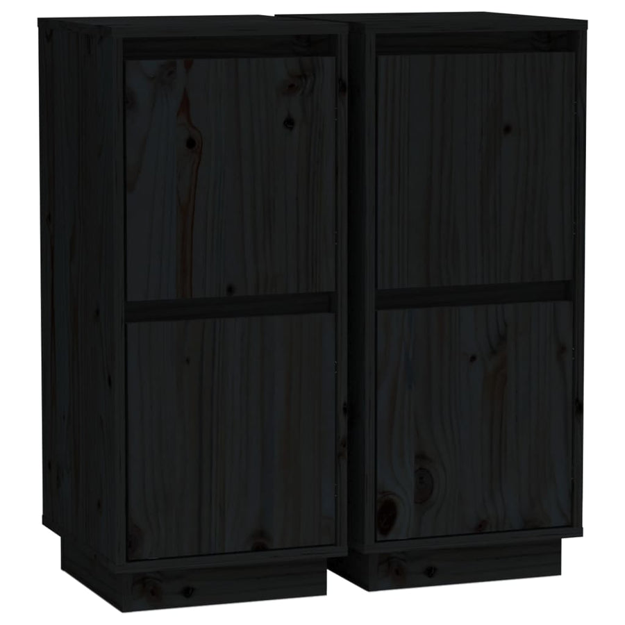 Dressoirs 31,5X34X75 Cm Massief Grenenhout 2 Zwart