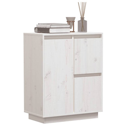 Dressoir 60X34X75 Cm Massief Grenenhout Wit