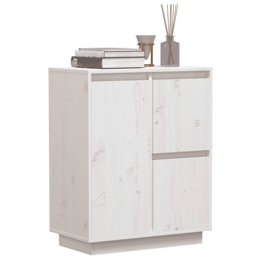 Dressoir 60X34X75 Cm Massief Grenenhout Wit