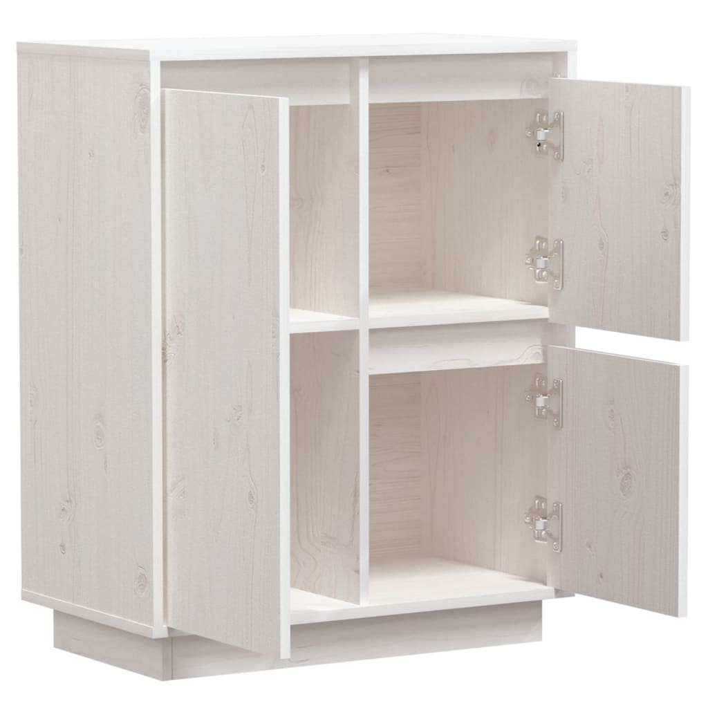 Dressoir 60X34X75 Cm Massief Grenenhout Wit