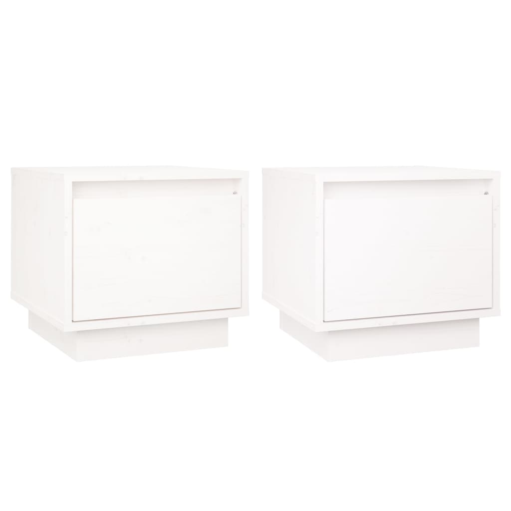 Nachtkastjes 35X34X3 Cm Massief Grenenhout 2 Wit