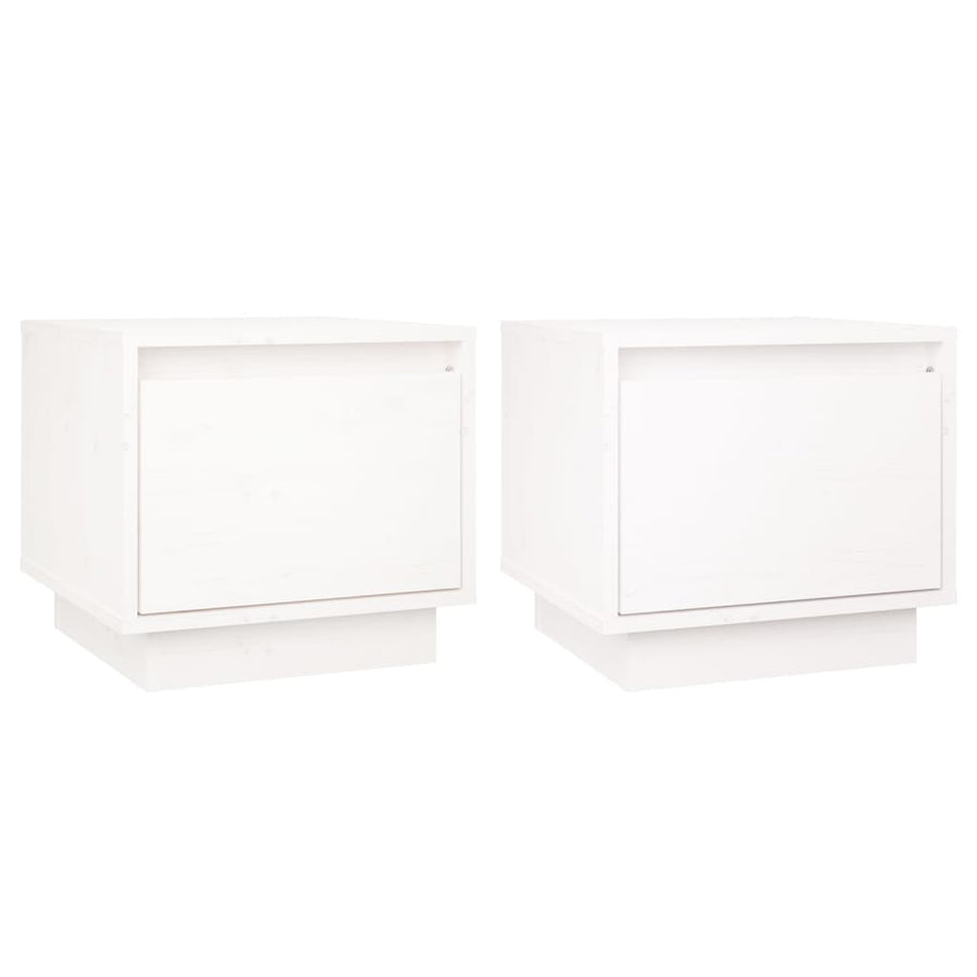 Nachtkastjes 35X34X3 Cm Massief Grenenhout 2 Wit