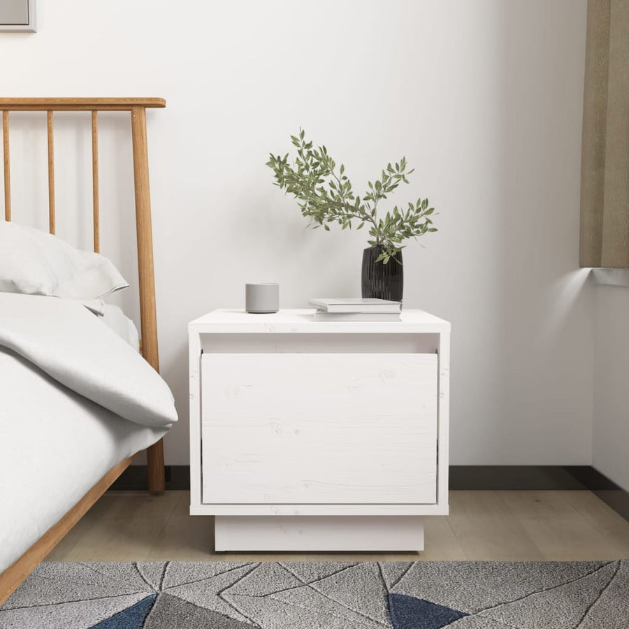Nachtkastjes 35X34X3 Cm Massief Grenenhout 2 Wit