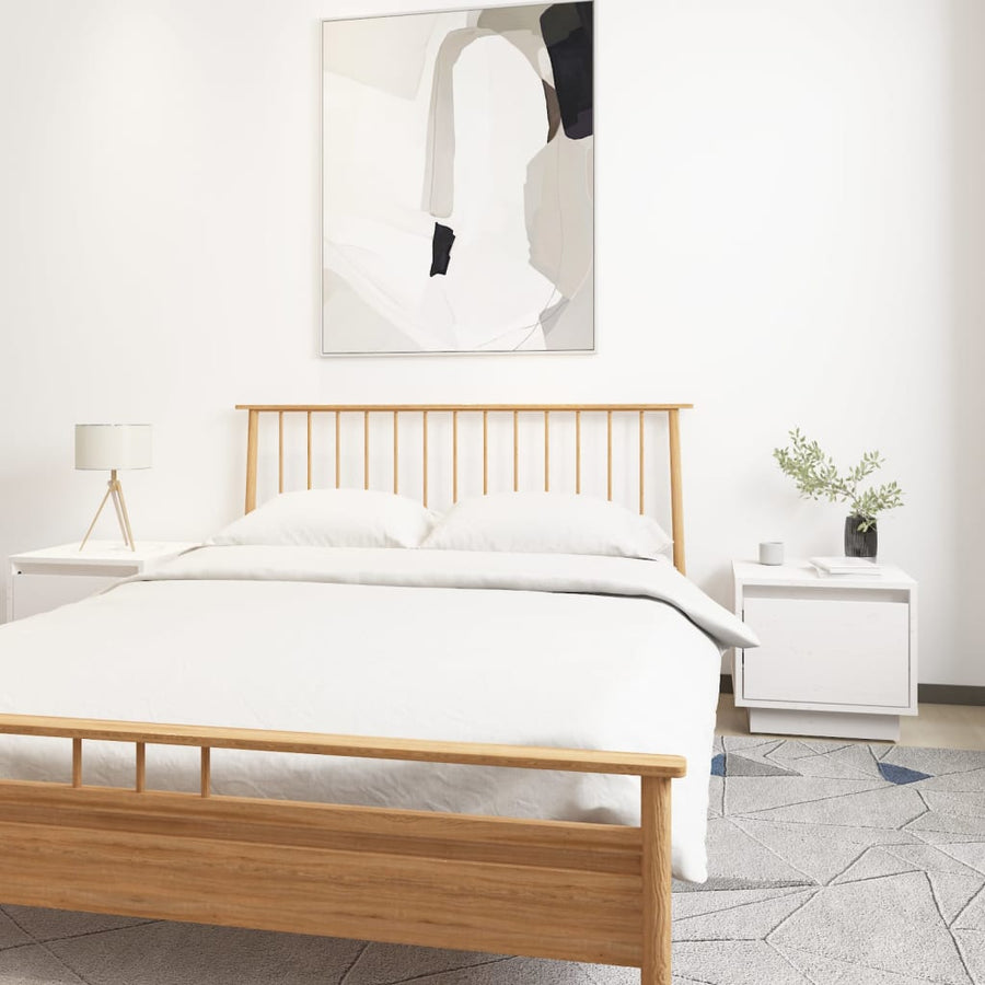 Nachtkastjes 35X34X3 Cm Massief Grenenhout 2 Wit