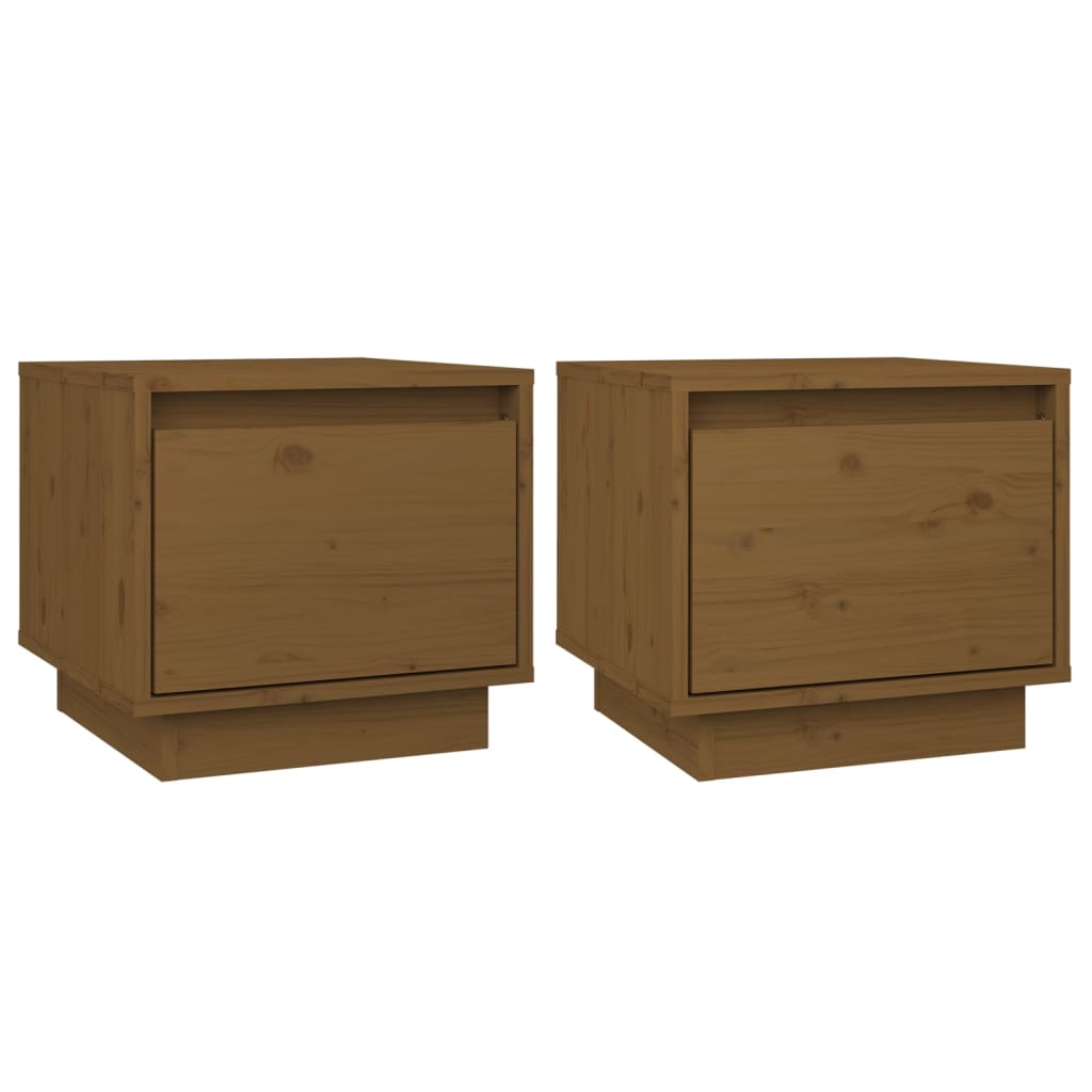 Nachtkastjes 35X34X3 Cm Massief Grenenhout 2 Honingbruin