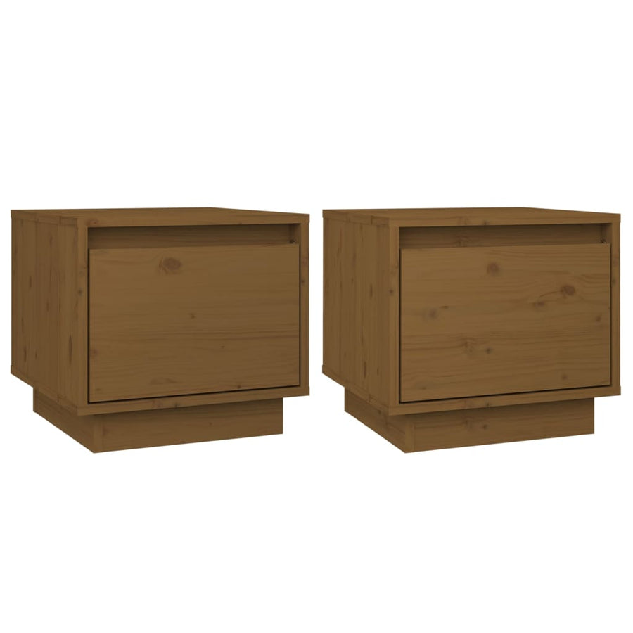 Nachtkastjes 35X34X3 Cm Massief Grenenhout 2 Honingbruin