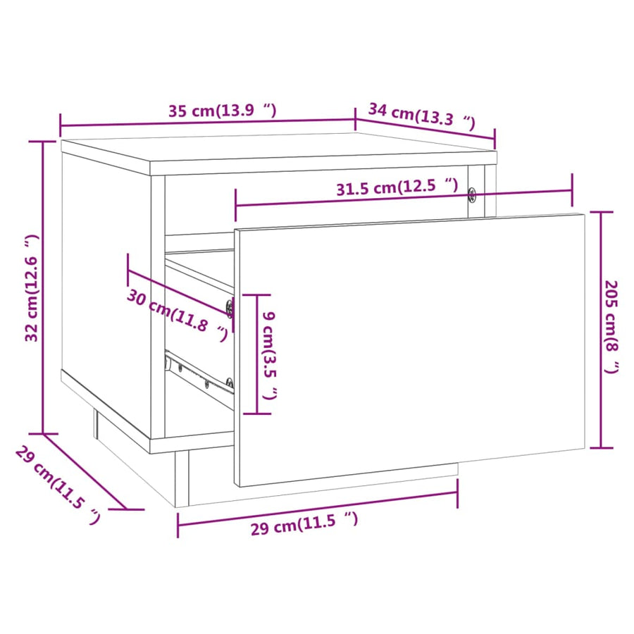 Nachtkastjes 35X34X3 Cm Massief Grenenhout 2 Honingbruin