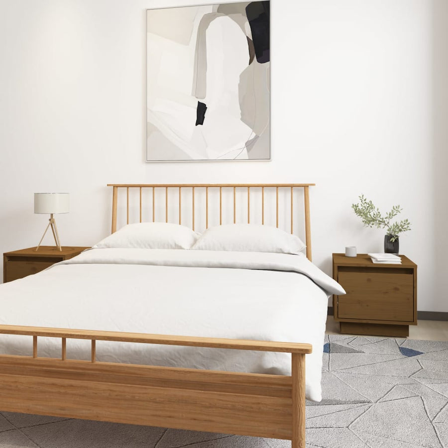 Nachtkastjes 35X34X3 Cm Massief Grenenhout 2 Honingbruin
