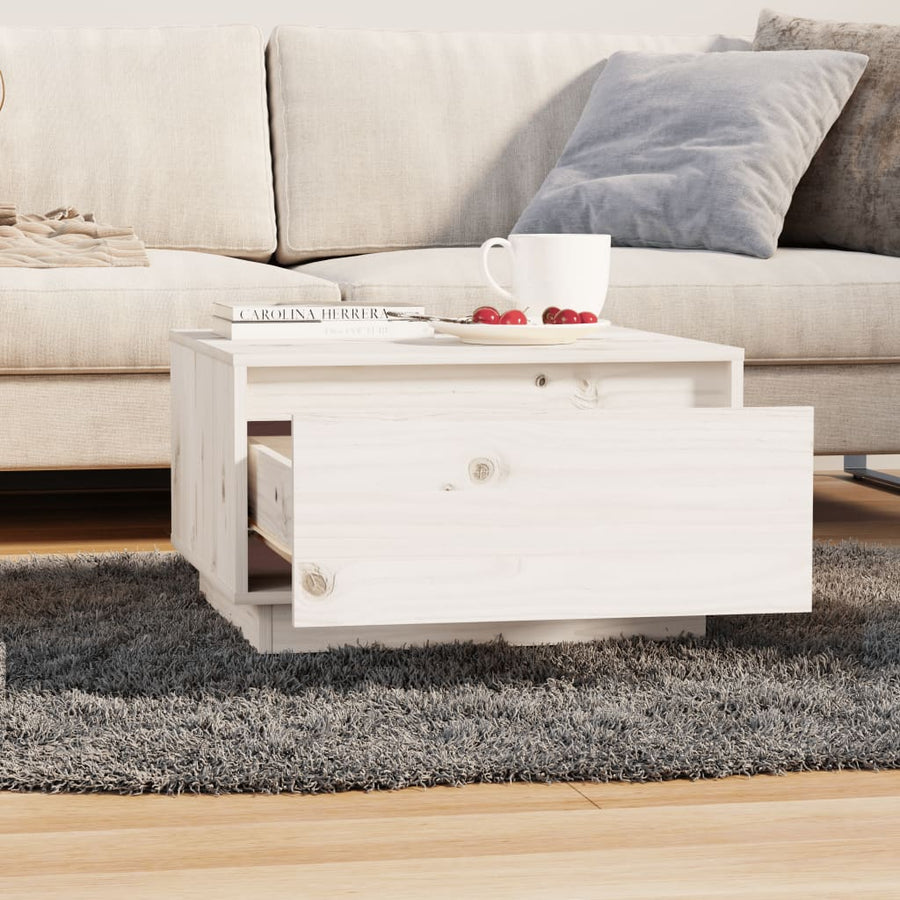 Salontafel 55X56X32 Cm Massief Grenenhout Wit