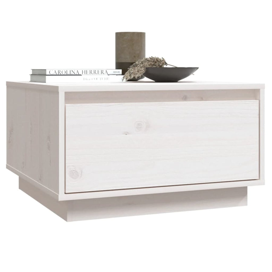 Salontafel 55X56X32 Cm Massief Grenenhout Wit
