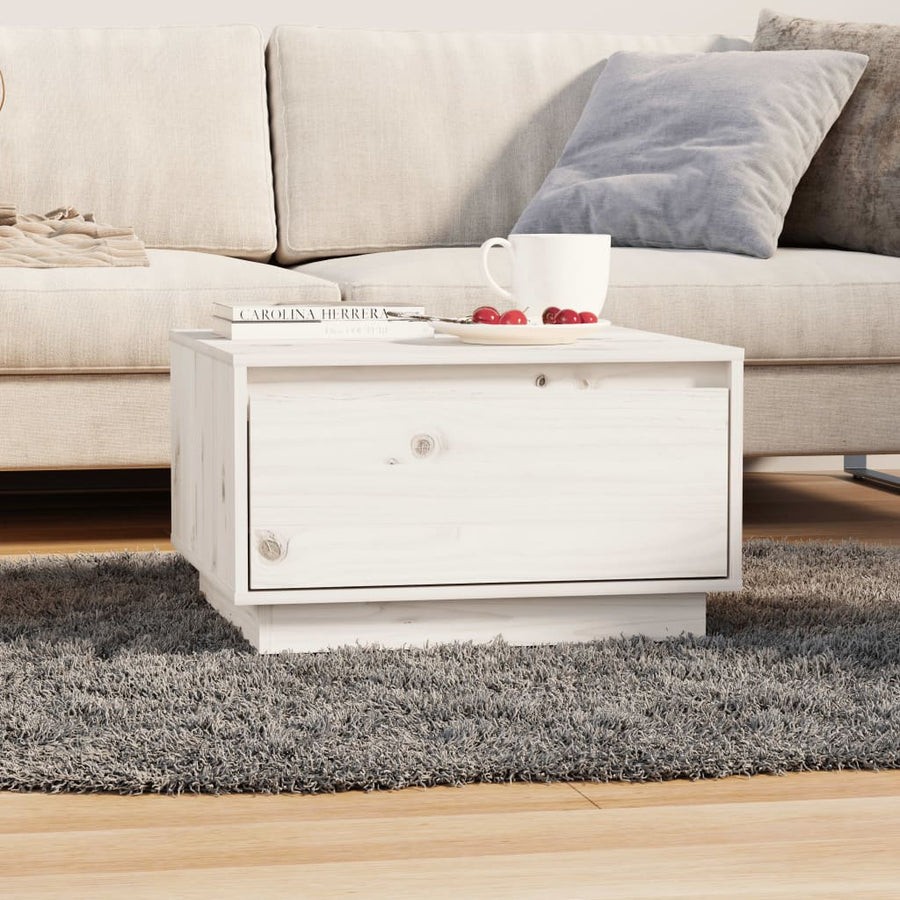 Salontafel 55X56X32 Cm Massief Grenenhout Wit