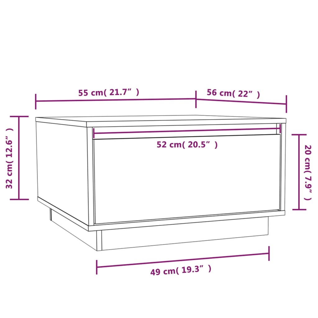 Salontafel 55X56X32 Cm Massief Grenenhout Zwart