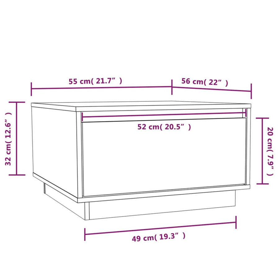 Salontafel 55X56X32 Cm Massief Grenenhout Zwart