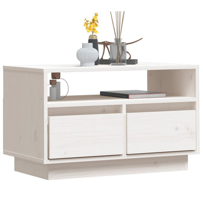 Tv-Meubel 60X35X37 Cm Massief Grenenhout Wit