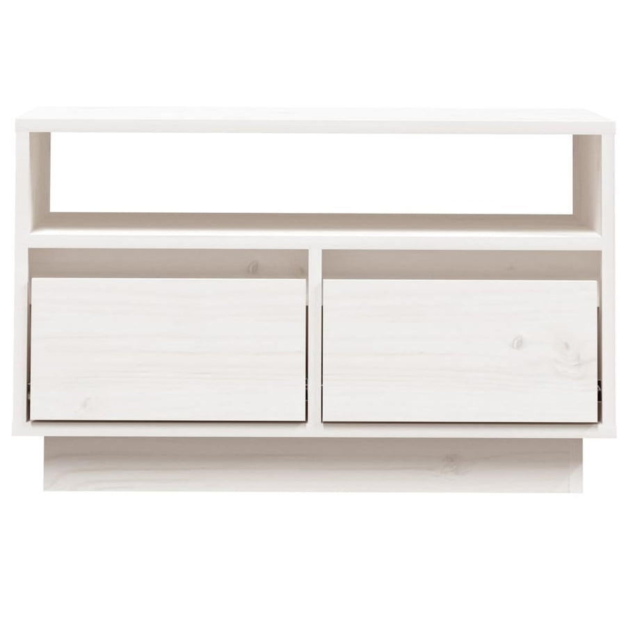 Tv-Meubel 60X35X37 Cm Massief Grenenhout Wit