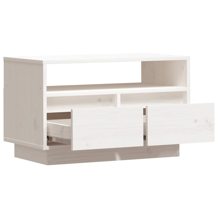 Tv-Meubel 60X35X37 Cm Massief Grenenhout Wit