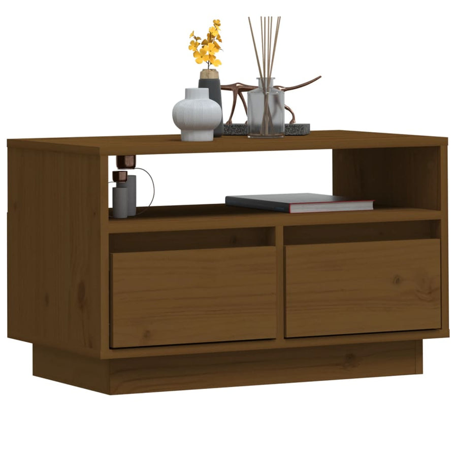 Tv-Meubel 60X35X37 Cm Massief Grenenhout Honingbruin