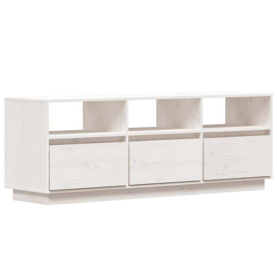 Tv-Meubel 40X37X50 Cm Massief Grenenhout Wit