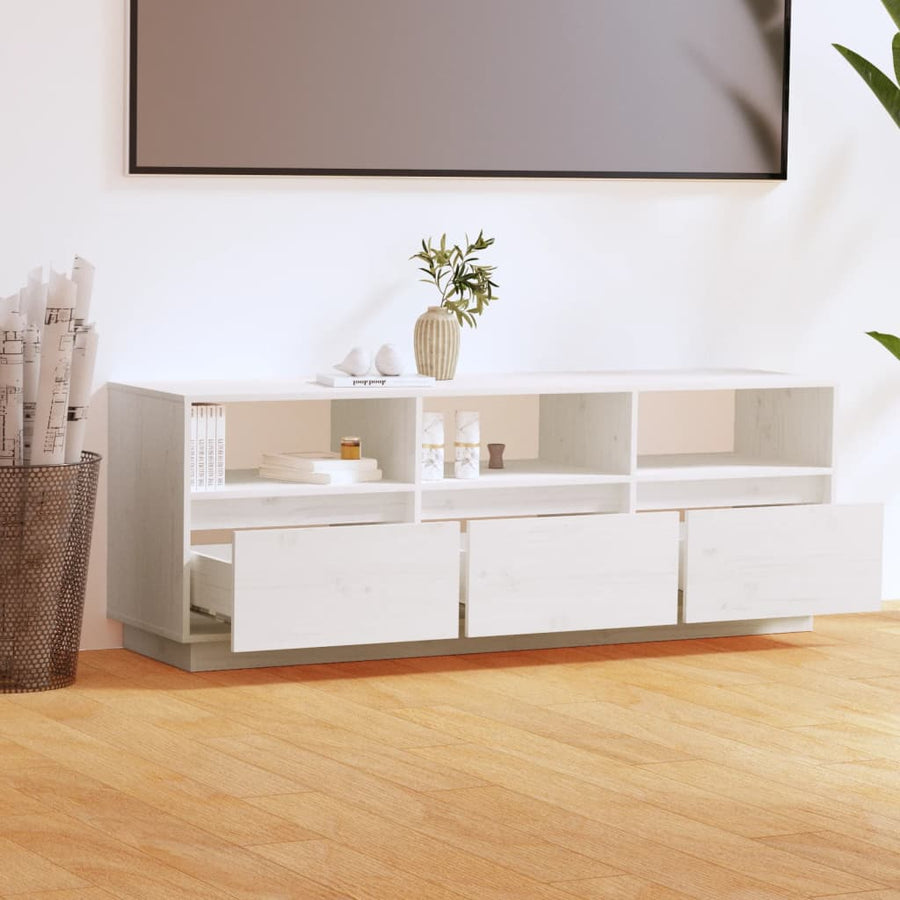 Tv-Meubel 40X37X50 Cm Massief Grenenhout Wit