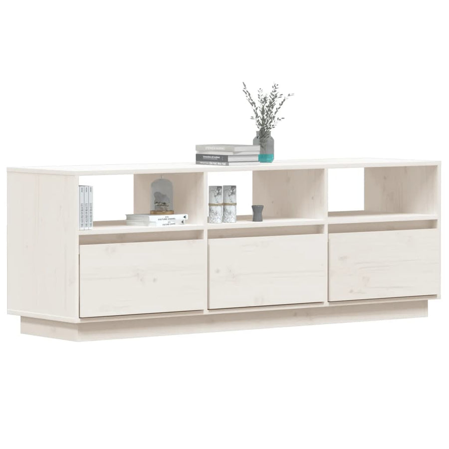 Tv-Meubel 40X37X50 Cm Massief Grenenhout Wit