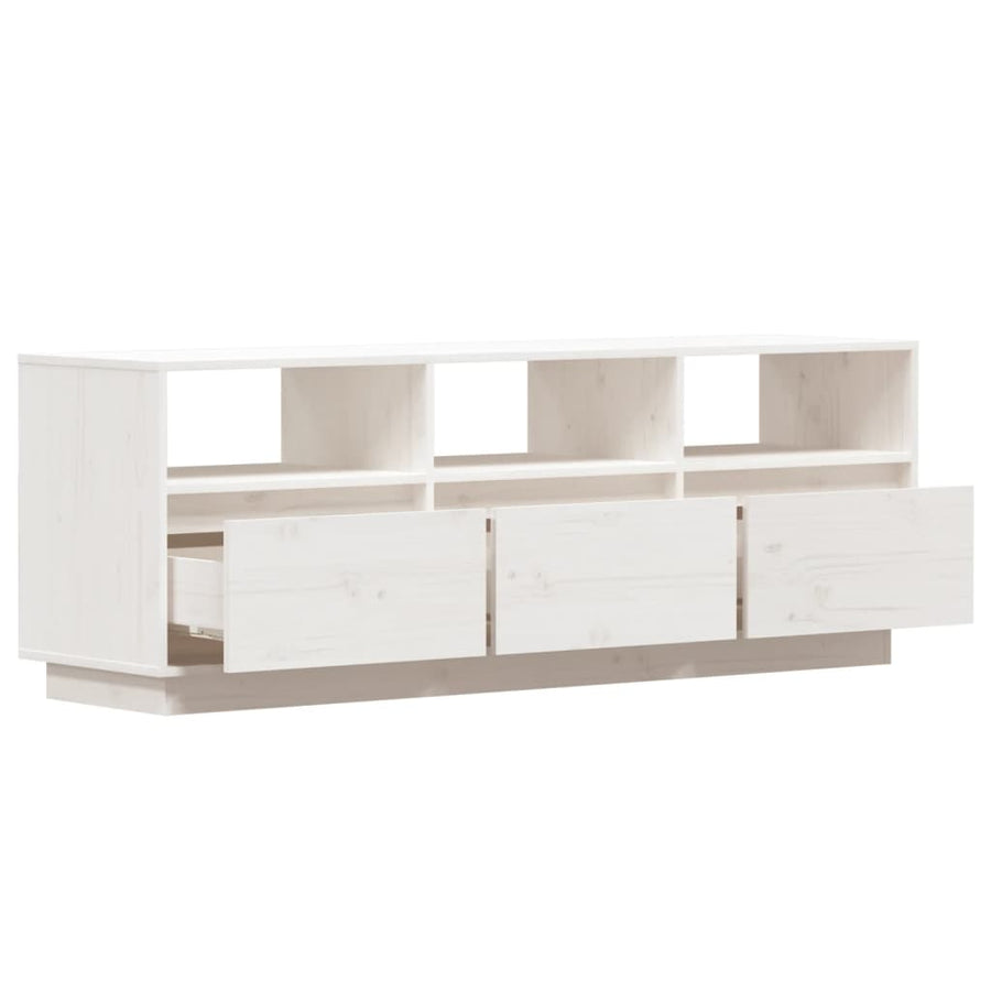 Tv-Meubel 40X37X50 Cm Massief Grenenhout Wit