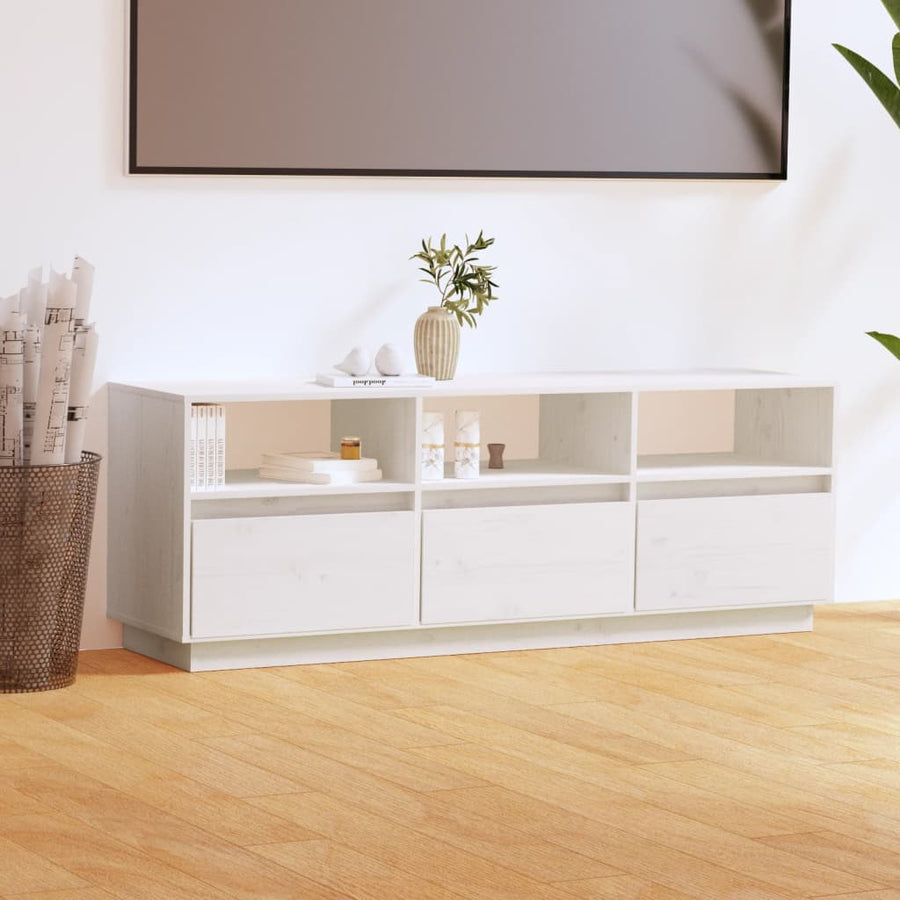 Tv-Meubel 40X37X50 Cm Massief Grenenhout Wit