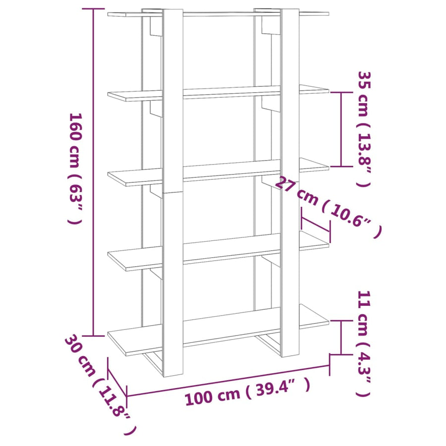 Boekenkast/Kamerscherm 00X30X60 Cm Betongrijs