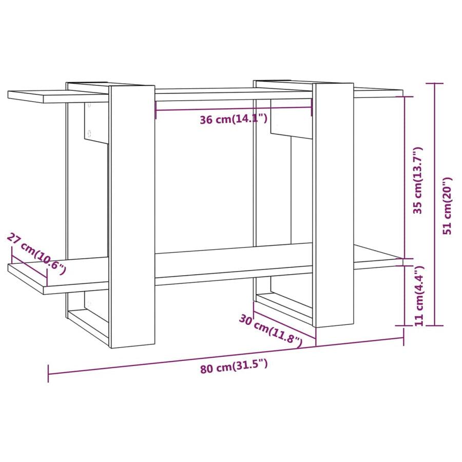 Boekenkast/Kamerscherm 80X30X5 Cm Wit
