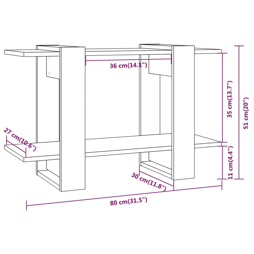 Boekenkast/Kamerscherm 80X30X5 Cm Betongrijs