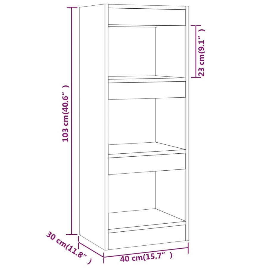 Boekenkast/Kamerscherm 40X30X103 Cm Bewerkt Hout Sonoma eiken