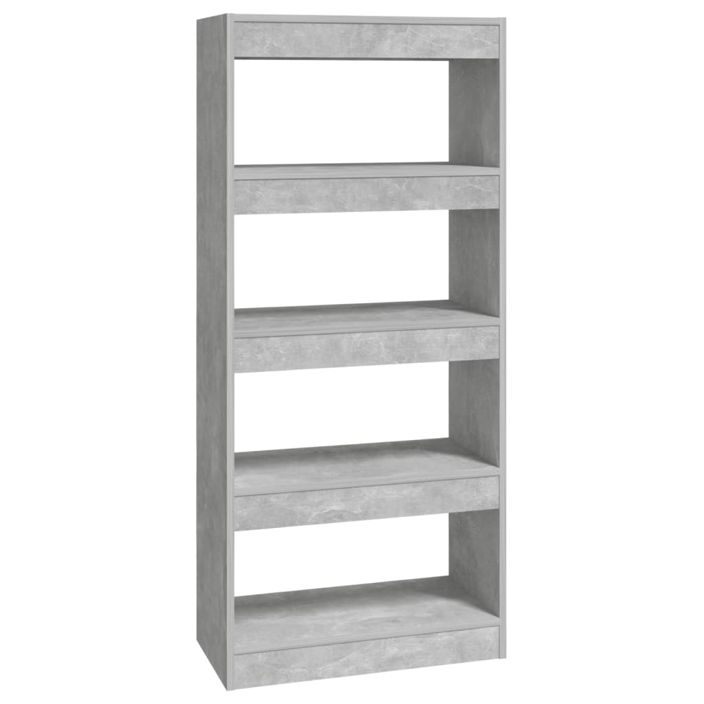 Boekenkast/kamerscherm 60x30x135 cm bewerkt hout betongrijs Betongrijs