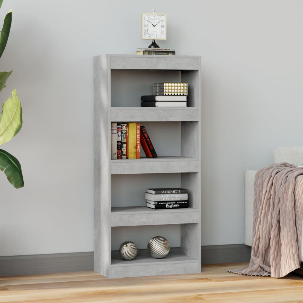 Boekenkast/kamerscherm 60x30x135 cm bewerkt hout betongrijs Betongrijs