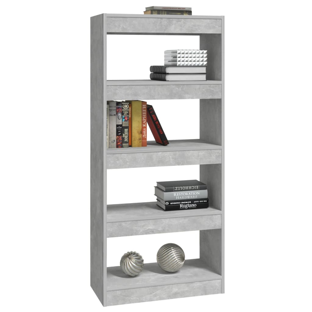 Boekenkast/kamerscherm 60x30x135 cm bewerkt hout betongrijs Betongrijs