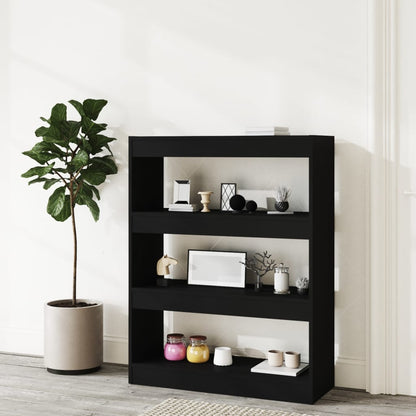 Boekenkast/Kamerscherm 80X30X03 Cm Bewerkt Hout Zwart