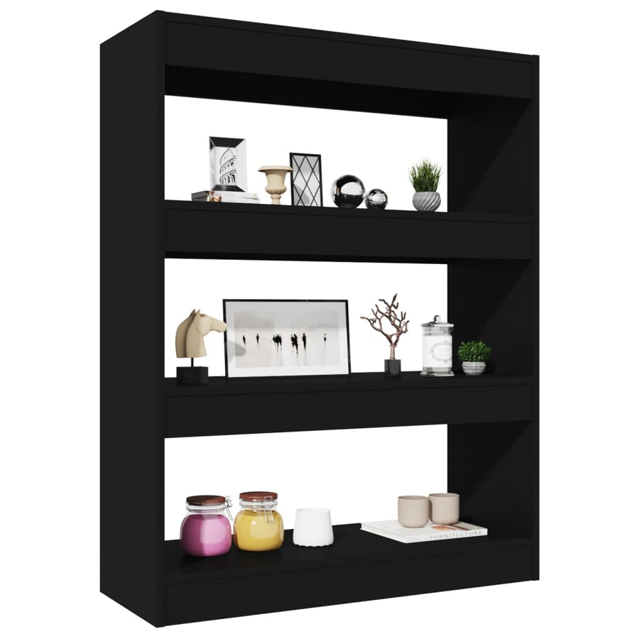 Boekenkast/Kamerscherm 80X30X03 Cm Bewerkt Hout Zwart